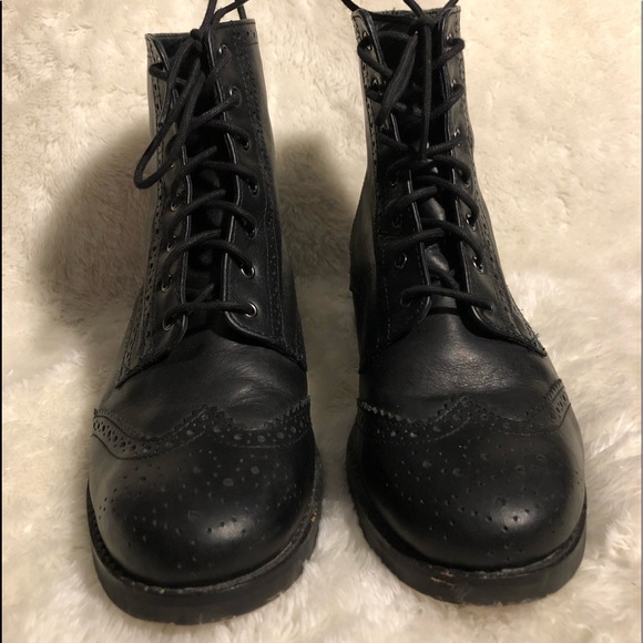 TOPSHOP Leather Lace Up Ankle Boots Size 9/39 - Picture 10 of 14